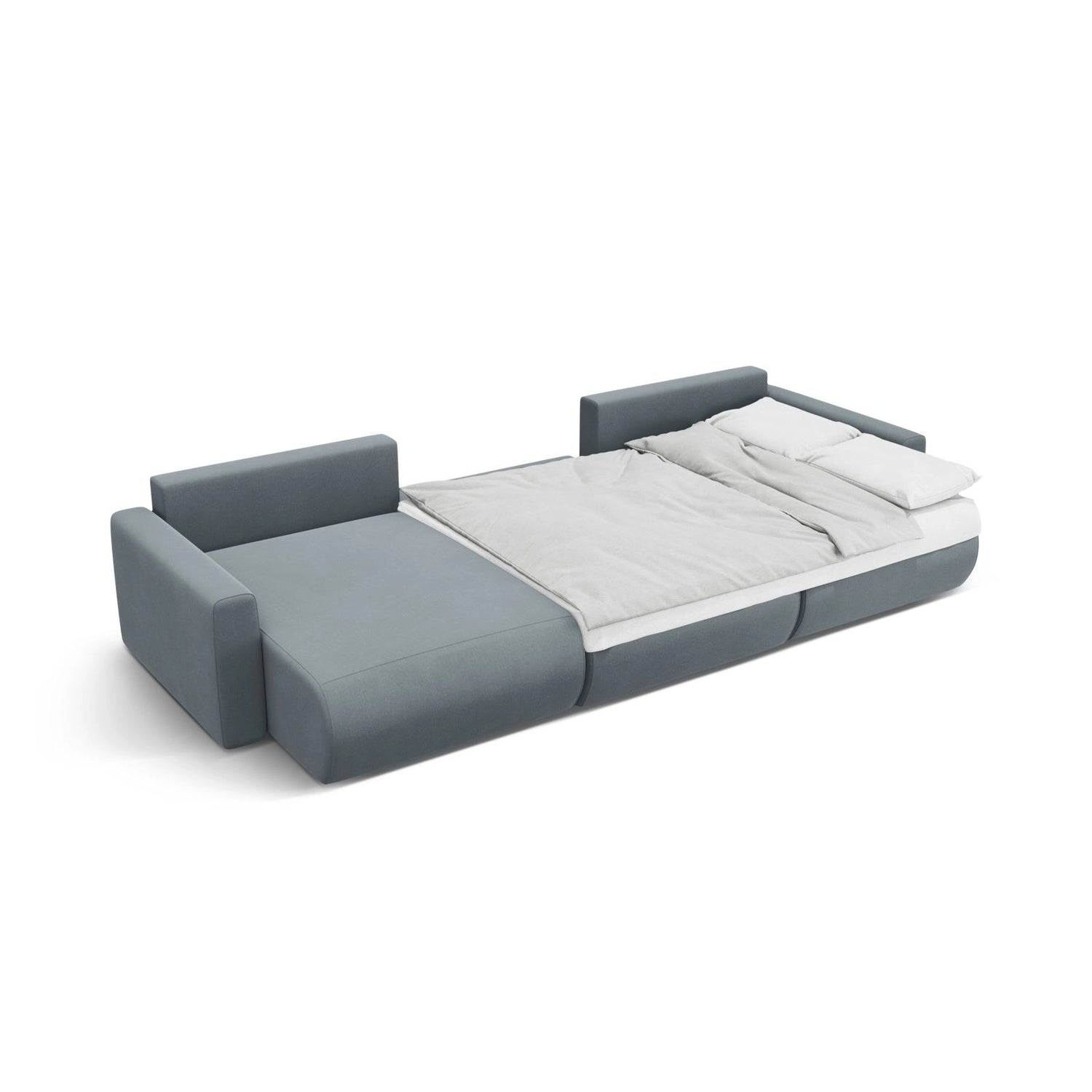 Belfast 4-Sitzer Panoramasofa mit Schlaffunktion, ausklappbar, aus Samt in Blaugrau (Magic Velvet 2224), 340x149 cm von Cosmopolitan Design – Bild 7