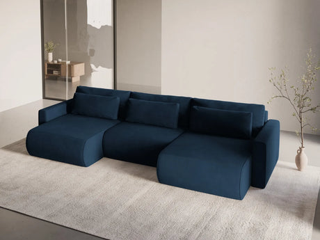 Belfast 4-Sitzer Panoramasofa mit Schlaffunktion, ausklappbar, aus Samt in Königsblau (Magic Velvet 2204), 340x149 cm von Cosmopolitan Design – Bild 2