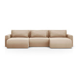 Belfast 4-Sitzer Panoramasofa mit Schlaffunktion, ausklappbar, aus Samt in Mandelbeige (Magic Velvet 2282), 340x149 cm von Cosmopolitan Design – Bild 1