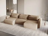 Belfast 4-Sitzer Panoramasofa mit Schlaffunktion, ausklappbar, aus Samt in Mandelbeige (Magic Velvet 2282), 340x149 cm von Cosmopolitan Design – Bild 2