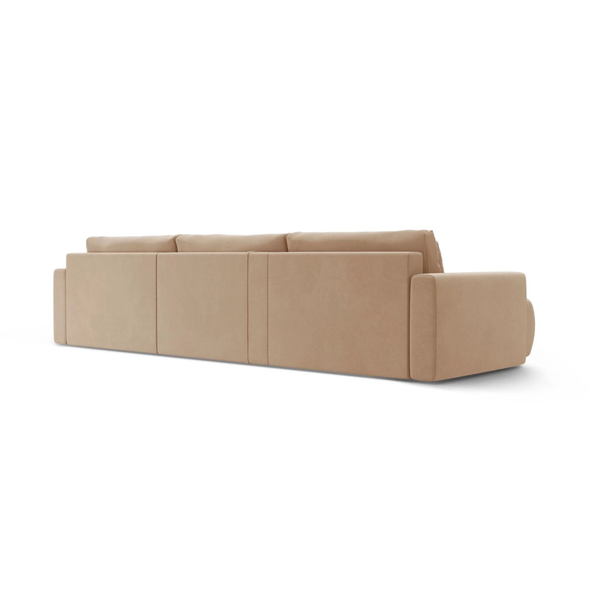 Belfast 4-Sitzer Panoramasofa mit Schlaffunktion, ausklappbar, aus Samt in Mandelbeige (Magic Velvet 2282), 340x149 cm von Cosmopolitan Design – Bild 8