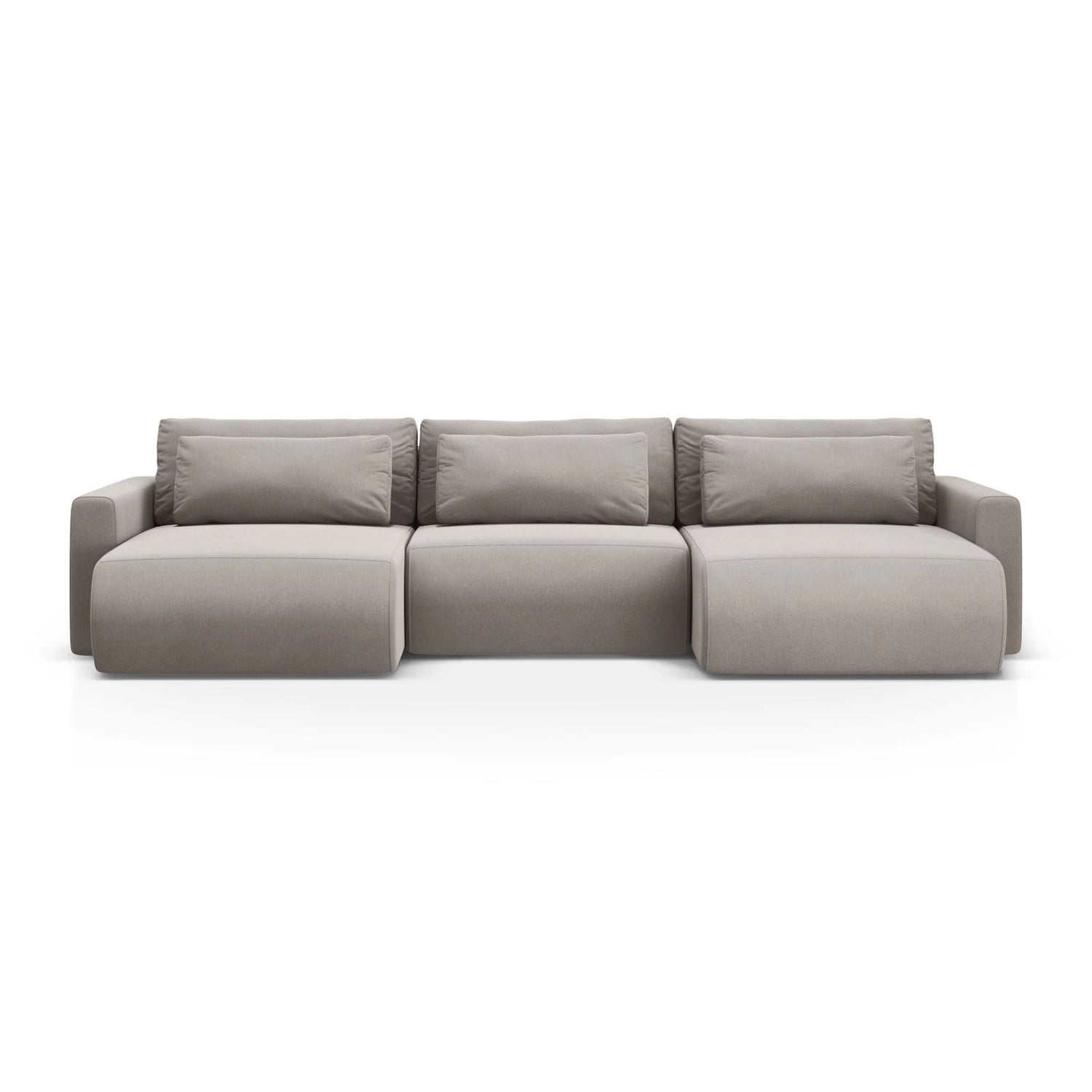 Belfast 4-Sitzer Panoramasofa mit Schlaffunktion, ausklappbar, aus Samt in Warmes Grau (Magic Velvet 2270), 340x149 cm von Cosmopolitan Design – Bild 1