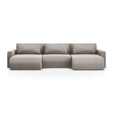 Belfast 4-Sitzer Panoramasofa mit Schlaffunktion, ausklappbar, aus Samt in Warmes Grau (Magic Velvet 2270), 340x149 cm von Cosmopolitan Design – Bild 1