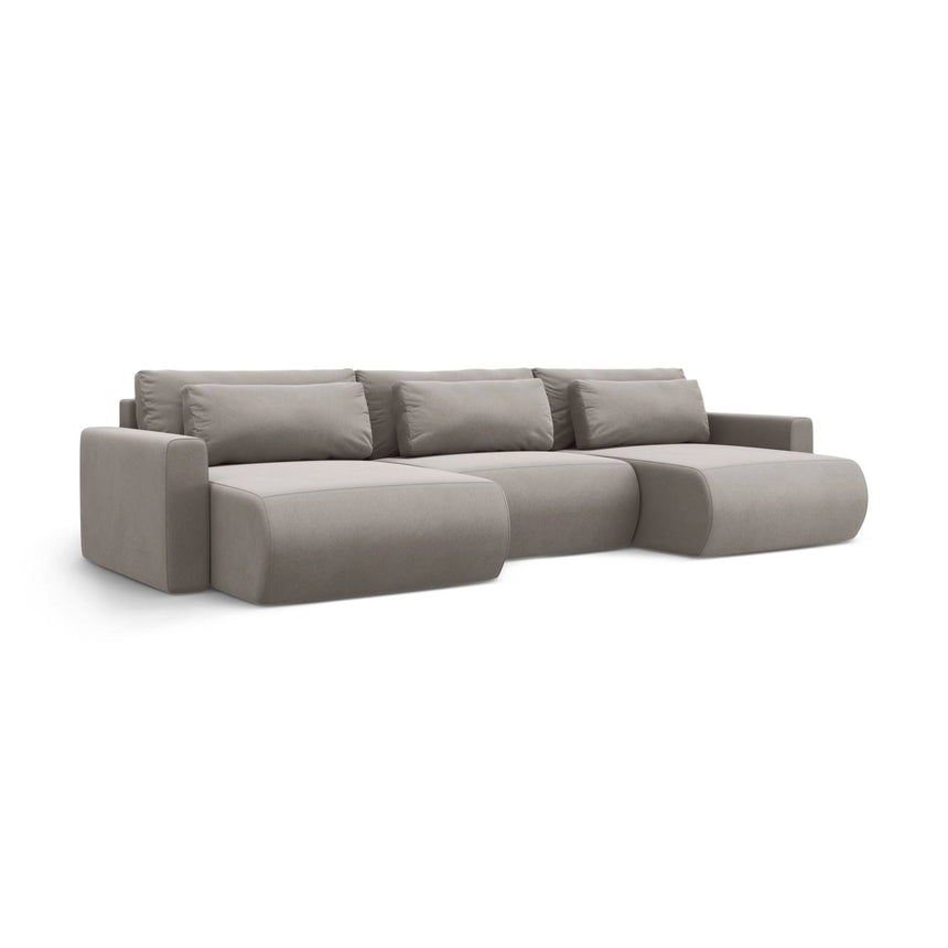 Belfast 4-Sitzer Panoramasofa mit Schlaffunktion, ausklappbar, aus Samt in Warmes Grau (Magic Velvet 2270), 340x149 cm von Cosmopolitan Design – Bild 4