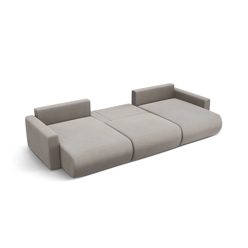 Belfast 4-Sitzer Panoramasofa mit Schlaffunktion, ausklappbar, aus Samt in Warmes Grau (Magic Velvet 2270), 340x149 cm von Cosmopolitan Design – Bild 6