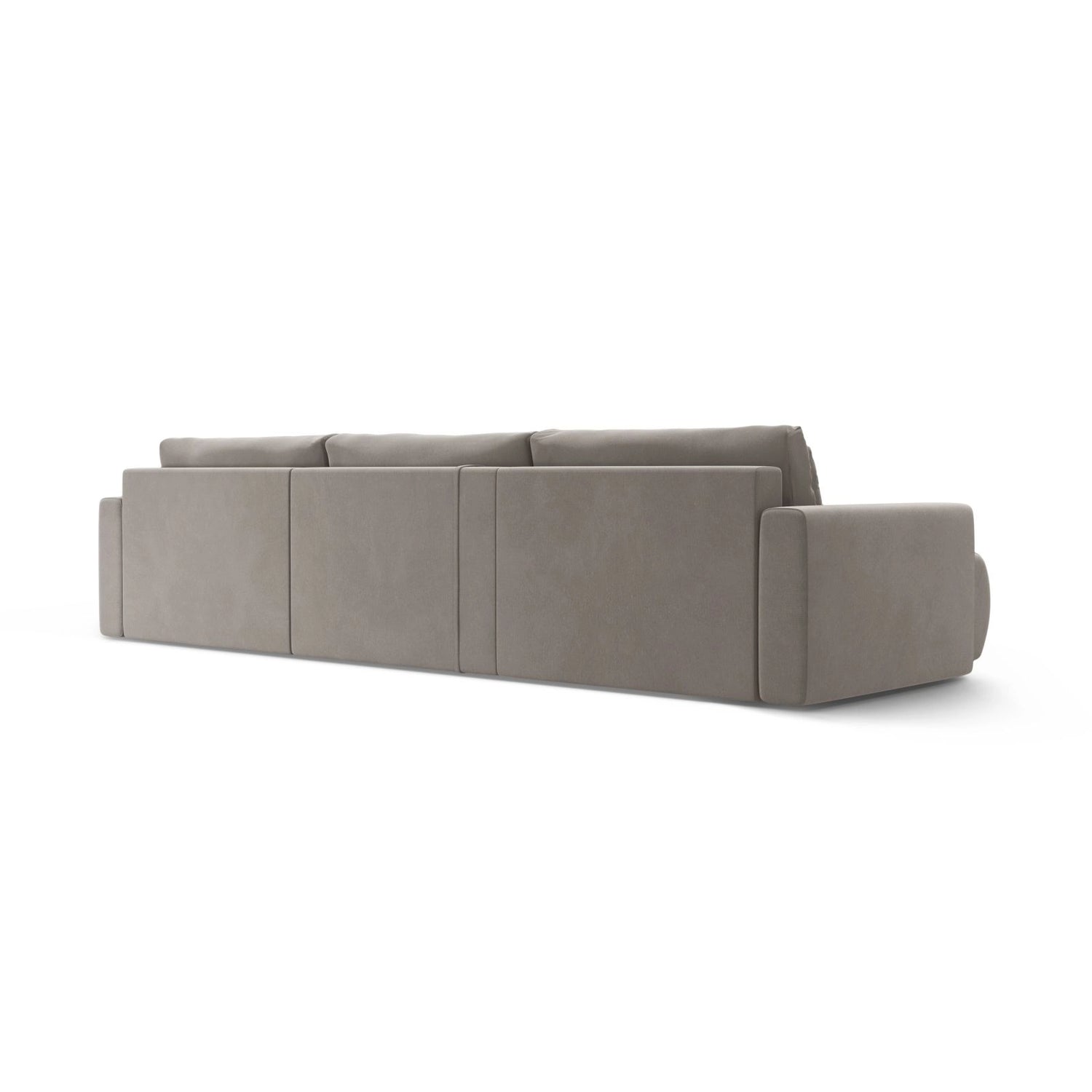 Belfast 4-Sitzer Panoramasofa mit Schlaffunktion, ausklappbar, aus Samt in Warmes Grau (Magic Velvet 2270), 340x149 cm von Cosmopolitan Design – Bild 8