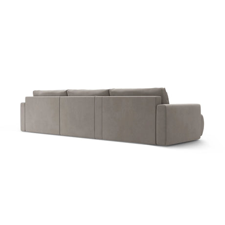 Belfast 4-Sitzer Panoramasofa mit Schlaffunktion, ausklappbar, aus Samt in Warmes Grau (Magic Velvet 2270), 340x149 cm von Cosmopolitan Design – Bild 8