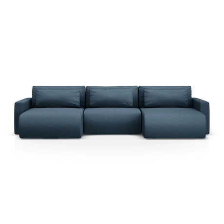 Belfast 4-Sitzer Panoramasofa mit Schlaffunktion, ausklappbar, aus Strukturierter Stoff in Blau (Heritage Ocean), 340x149 cm von Cosmopolitan Design – Bild 1