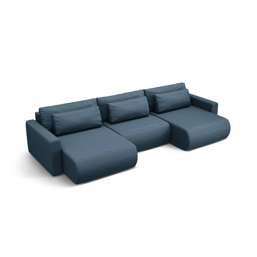 Belfast 4-Sitzer Panoramasofa mit Schlaffunktion, ausklappbar, aus Strukturierter Stoff in Blau (Heritage Ocean), 340x149 cm von Cosmopolitan Design – Bild 4