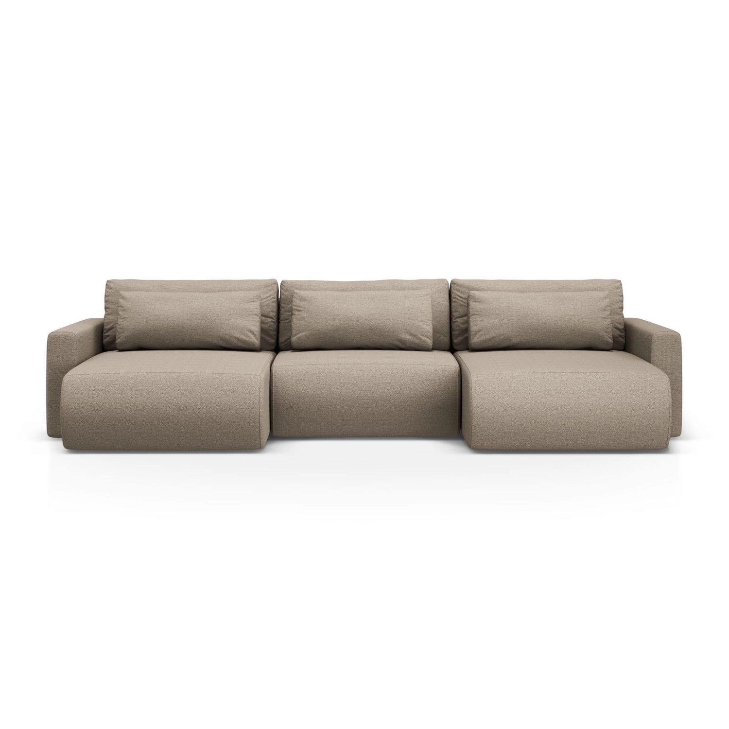 Belfast 4-Sitzer Panoramasofa mit Schlaffunktion, ausklappbar, aus Strukturierter Stoff in Dunkelbeige (Heritage Truffle), 340x149 cm von Cosmopolitan Design – Bild 1