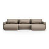 Belfast 4-Sitzer Panoramasofa mit Schlaffunktion, ausklappbar, aus Strukturierter Stoff in Dunkelbeige (Heritage Truffle), 340x149 cm von Cosmopolitan Design – Bild 1