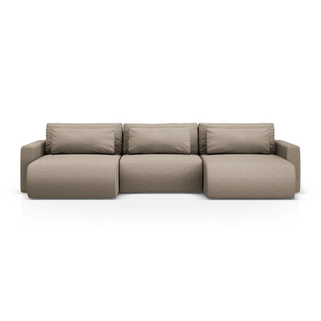 Belfast 4-Sitzer Panoramasofa mit Schlaffunktion, ausklappbar, aus Strukturierter Stoff in Dunkelbeige (Heritage Truffle), 340x149 cm von Cosmopolitan Design – Bild 1
