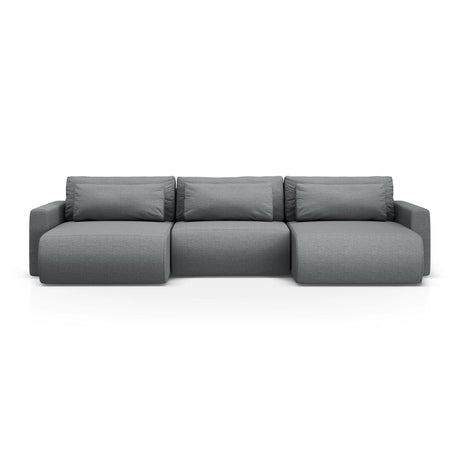 Belfast 4-Sitzer Panoramasofa mit Schlaffunktion, ausklappbar, aus Strukturierter Stoff in Grau (Heritage Ash), 340x149 cm von Cosmopolitan Design – Bild 1