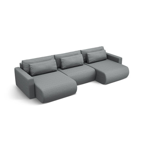 Belfast 4-Sitzer Panoramasofa mit Schlaffunktion, ausklappbar, aus Strukturierter Stoff in Grau (Heritage Ash), 340x149 cm von Cosmopolitan Design – Bild 4