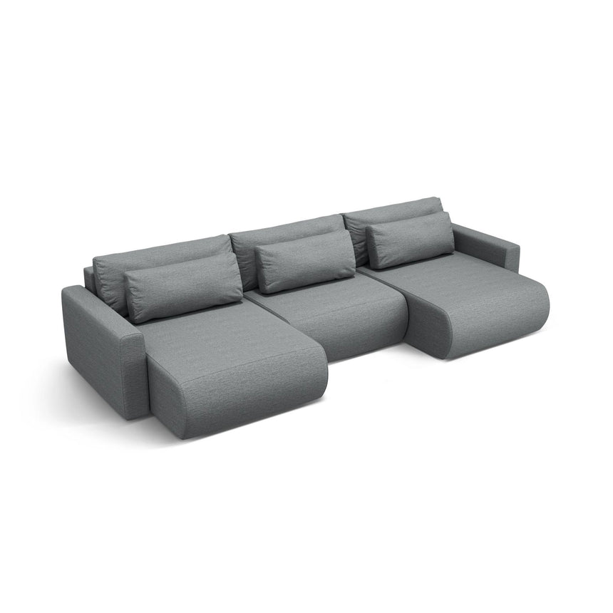Belfast 4-Sitzer Panoramasofa mit Schlaffunktion, ausklappbar, aus Strukturierter Stoff in Grau (Heritage Ash), 340x149 cm von Cosmopolitan Design – Bild 4