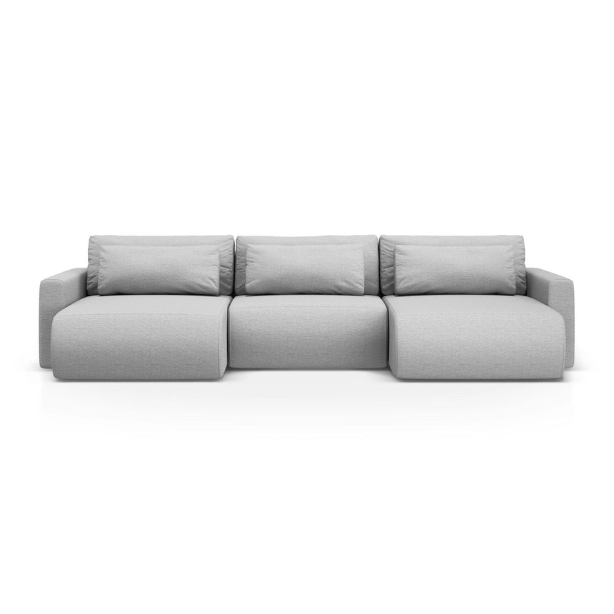Belfast 4-Sitzer Panoramasofa mit Schlaffunktion, ausklappbar, aus Strukturierter Stoff in Hellgrau (Heritage Cement), 340x149 cm von Cosmopolitan Design – Bild 1