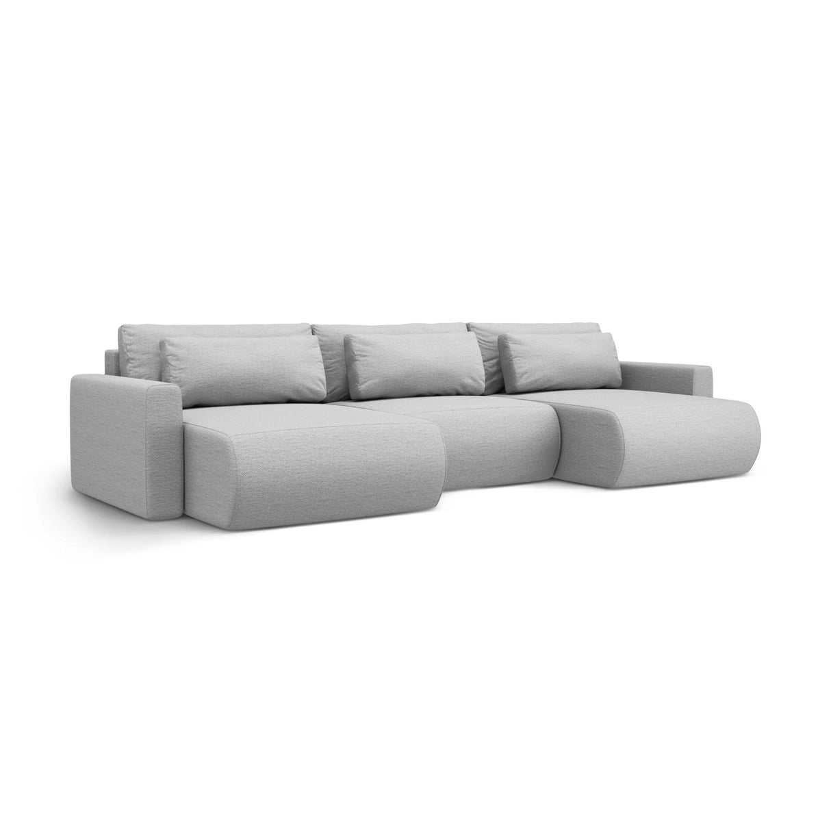 Belfast 4-Sitzer Panoramasofa mit Schlaffunktion, ausklappbar, aus Strukturierter Stoff in Hellgrau (Heritage Cement), 340x149 cm von Cosmopolitan Design – Bild 3