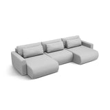 Belfast 4-Sitzer Panoramasofa mit Schlaffunktion, ausklappbar, aus Strukturierter Stoff in Hellgrau (Heritage Cement), 340x149 cm von Cosmopolitan Design – Bild 4