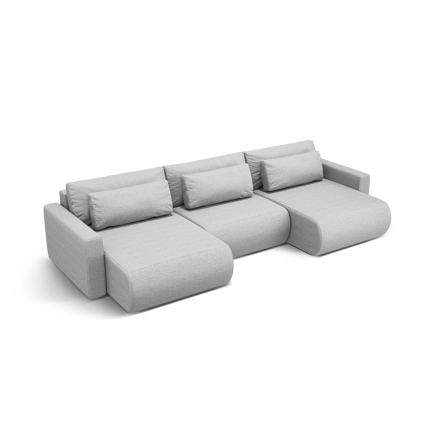 Belfast 4-Sitzer Panoramasofa mit Schlaffunktion, ausklappbar, aus Strukturierter Stoff in Hellgrau (Heritage Cement), 340x149 cm von Cosmopolitan Design – Bild 4