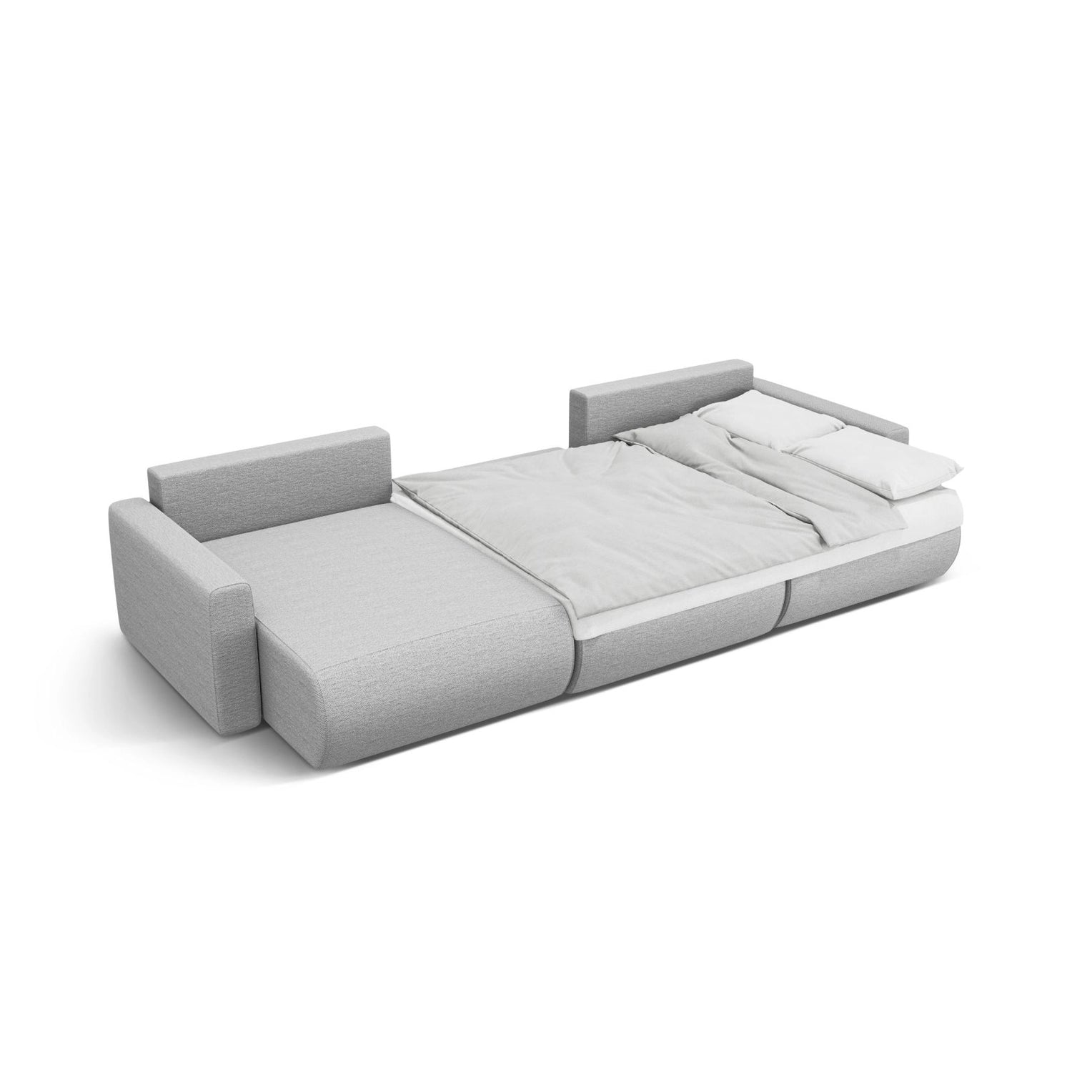 Belfast 4-Sitzer Panoramasofa mit Schlaffunktion, ausklappbar, aus Strukturierter Stoff in Hellgrau (Heritage Cement), 340x149 cm von Cosmopolitan Design – Bild 6