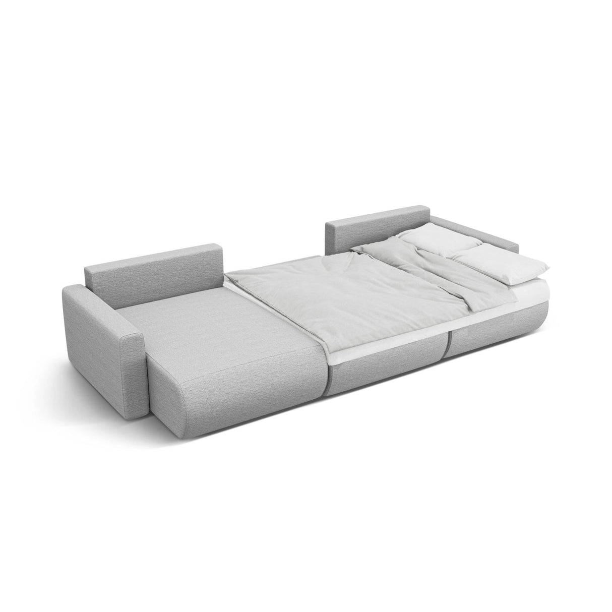 Belfast 4-Sitzer Panoramasofa mit Schlaffunktion, ausklappbar, aus Strukturierter Stoff in Hellgrau (Heritage Cement), 340x149 cm von Cosmopolitan Design – Bild 6