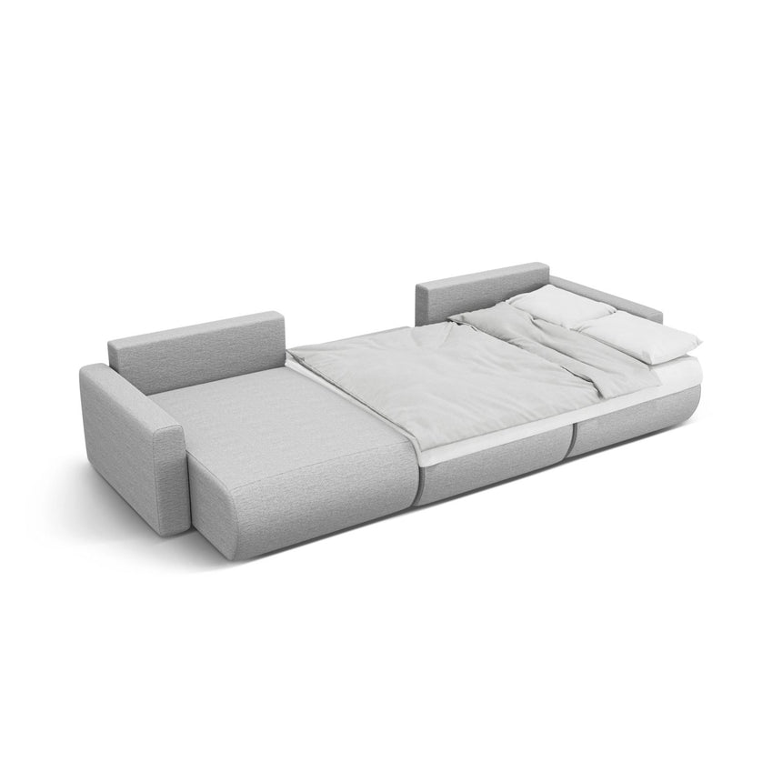 Belfast 4-Sitzer Panoramasofa mit Schlaffunktion, ausklappbar, aus Strukturierter Stoff in Hellgrau (Heritage Cement), 340x149 cm von Cosmopolitan Design – Bild 6