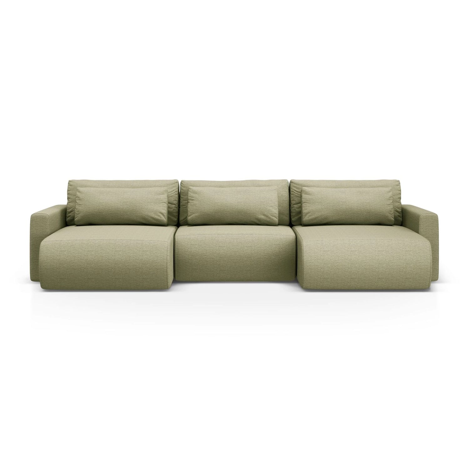 Belfast 4-Sitzer Panoramasofa mit Schlaffunktion, ausklappbar, aus Strukturierter Stoff in Olive (Heritage Avocat), 340x149 cm von Cosmopolitan Design – Bild 1