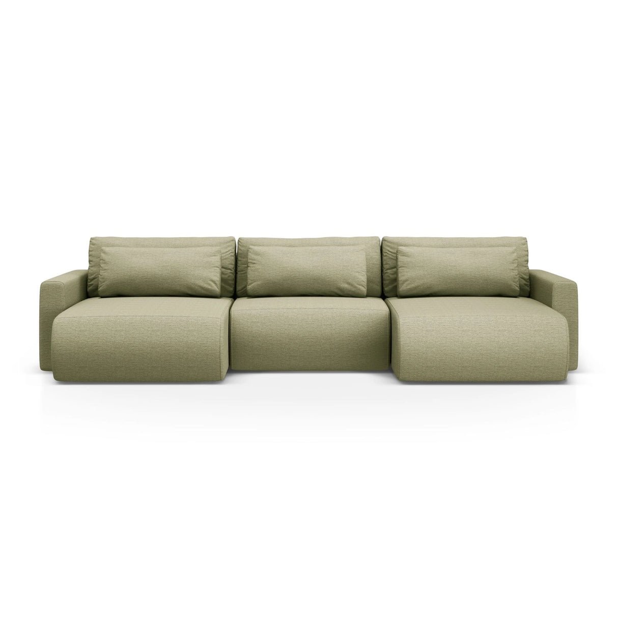 Belfast 4-Sitzer Panoramasofa mit Schlaffunktion, ausklappbar, aus Strukturierter Stoff in Olive (Heritage Avocat), 340x149 cm von Cosmopolitan Design – Bild 1