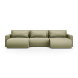 Belfast 4-Sitzer Panoramasofa mit Schlaffunktion, ausklappbar, aus Strukturierter Stoff in Olive (Heritage Avocat), 340x149 cm von Cosmopolitan Design – Bild 1