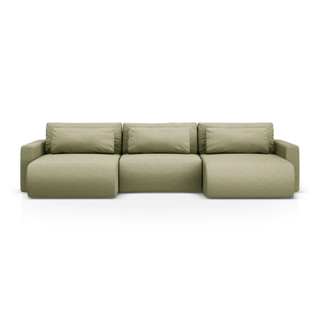 Belfast 4-Sitzer Panoramasofa mit Schlaffunktion, ausklappbar, aus Strukturierter Stoff in Olive (Heritage Avocat), 340x149 cm von Cosmopolitan Design – Bild 1