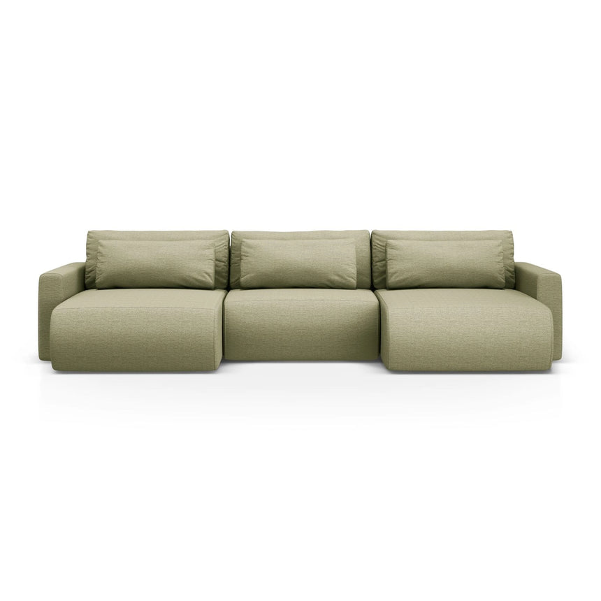Belfast 4-Sitzer Panoramasofa mit Schlaffunktion, ausklappbar, aus Strukturierter Stoff in Olive (Heritage Avocat), 340x149 cm von Cosmopolitan Design – Bild 1