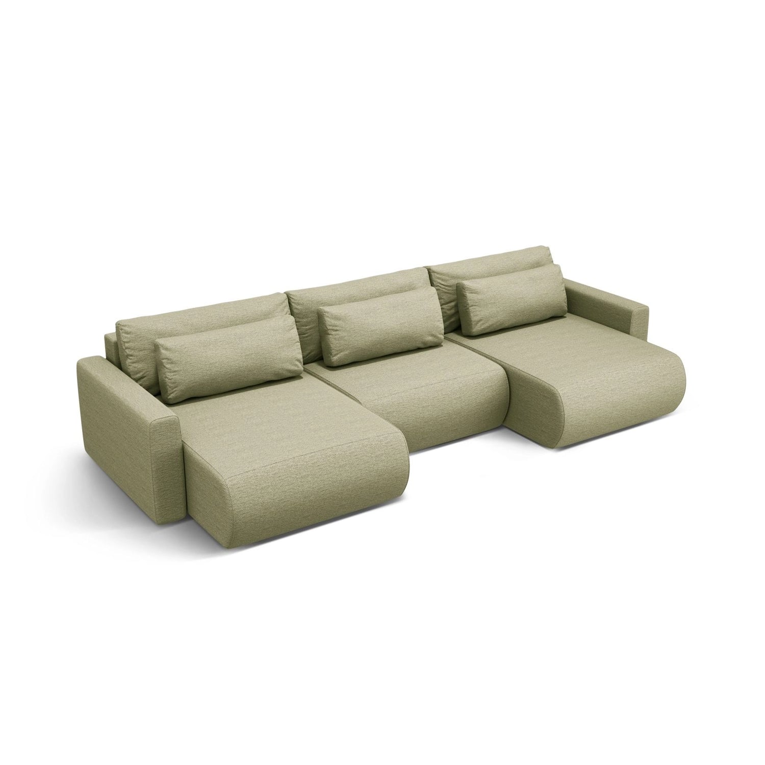 Belfast 4-Sitzer Panoramasofa mit Schlaffunktion, ausklappbar, aus Strukturierter Stoff in Olive (Heritage Avocat), 340x149 cm von Cosmopolitan Design – Bild 4