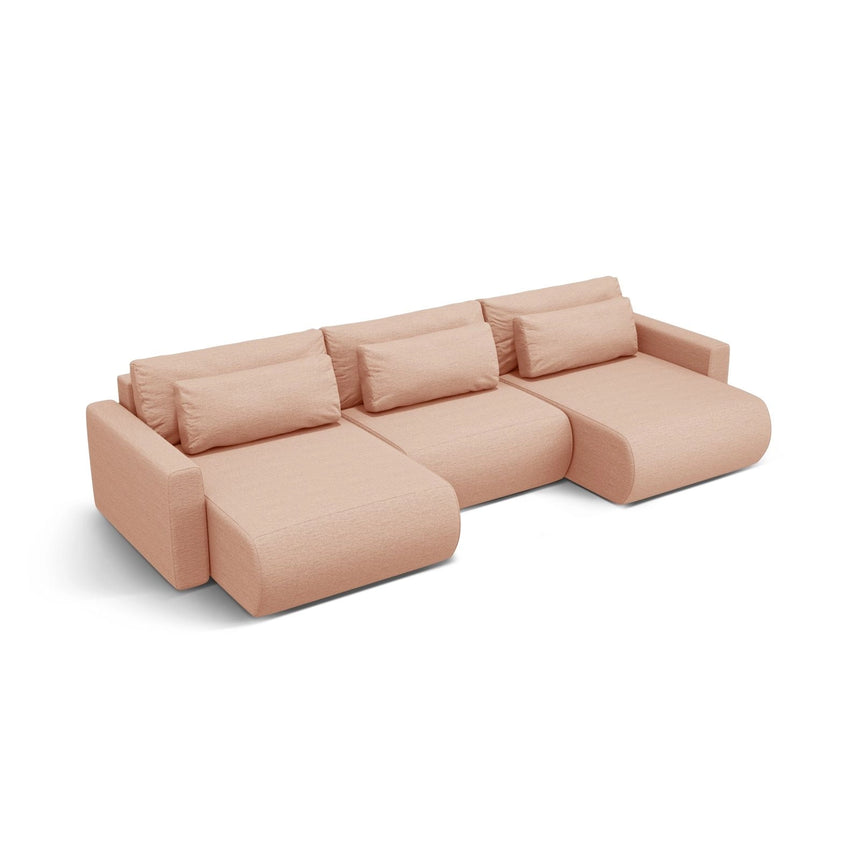 Belfast 4-Sitzer Panoramasofa mit Schlaffunktion, ausklappbar, aus Strukturierter Stoff in Peach (Heritage Orange), 340x149 cm von Cosmopolitan Design – Bild 4