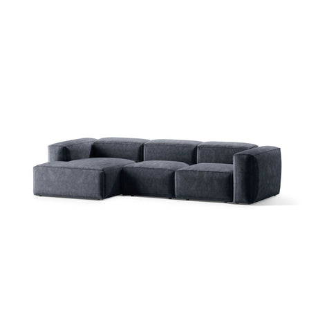 Bergamo 3-Sitzer Ecksofa, Linke Seite, aus Cord in Gedämpftes Blau (Perla 45), 304x152x70 cm von Cosmopolitan Design – Bild 4