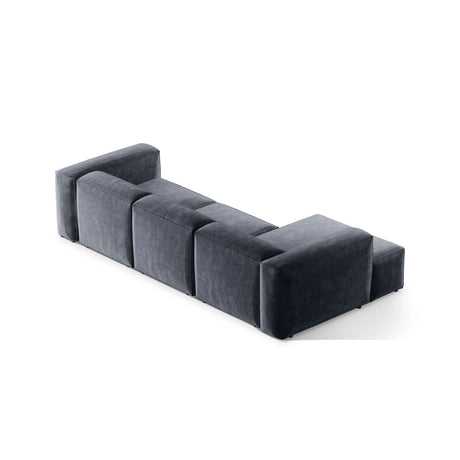 Bergamo 3-Sitzer Ecksofa, Linke Seite, aus Cord in Gedämpftes Blau (Perla 45), 304x152x70 cm von Cosmopolitan Design – Bild 5