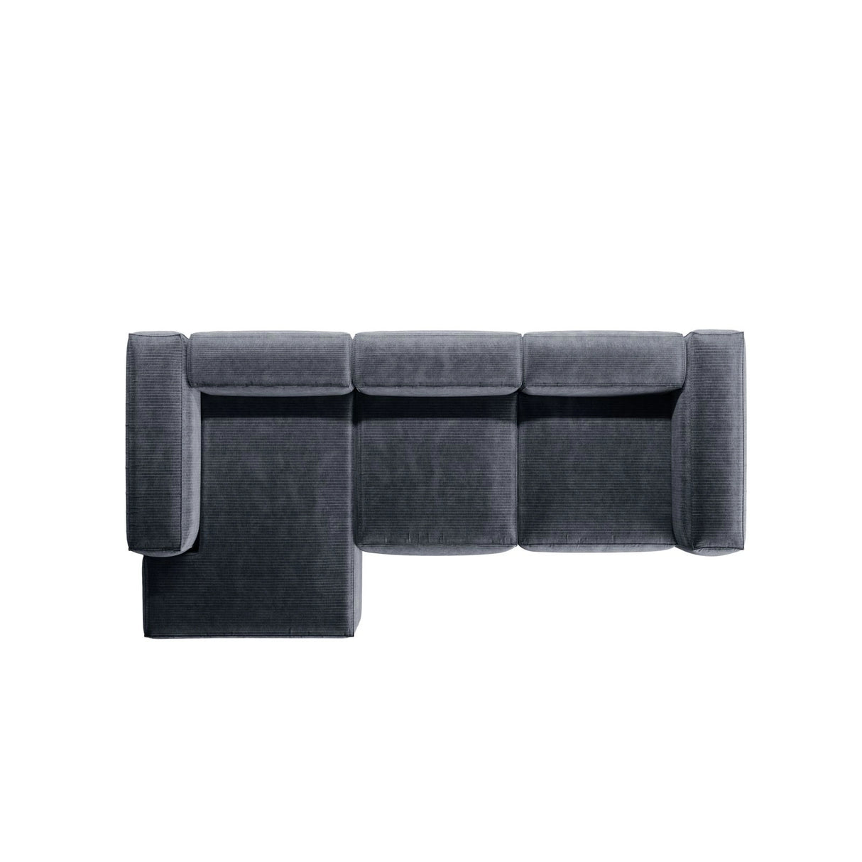 Bergamo 3-Sitzer Ecksofa, Linke Seite, aus Cord in Gedämpftes Blau (Perla 45), 304x152x70 cm von Cosmopolitan Design – Bild 6