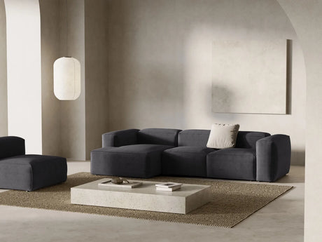 Bergamo 3-Sitzer Ecksofa, Linke Seite, aus Cord in Grau (Perla 35), 304x152x70 cm von Cosmopolitan Design – Bild 2