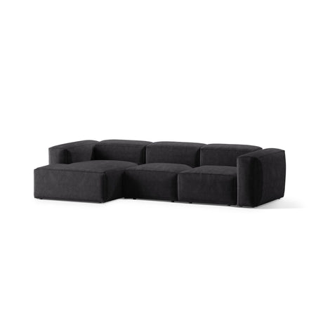 Bergamo 3-Sitzer Ecksofa, Linke Seite, aus Cord in Grau (Perla 35), 304x152x70 cm von Cosmopolitan Design – Bild 4