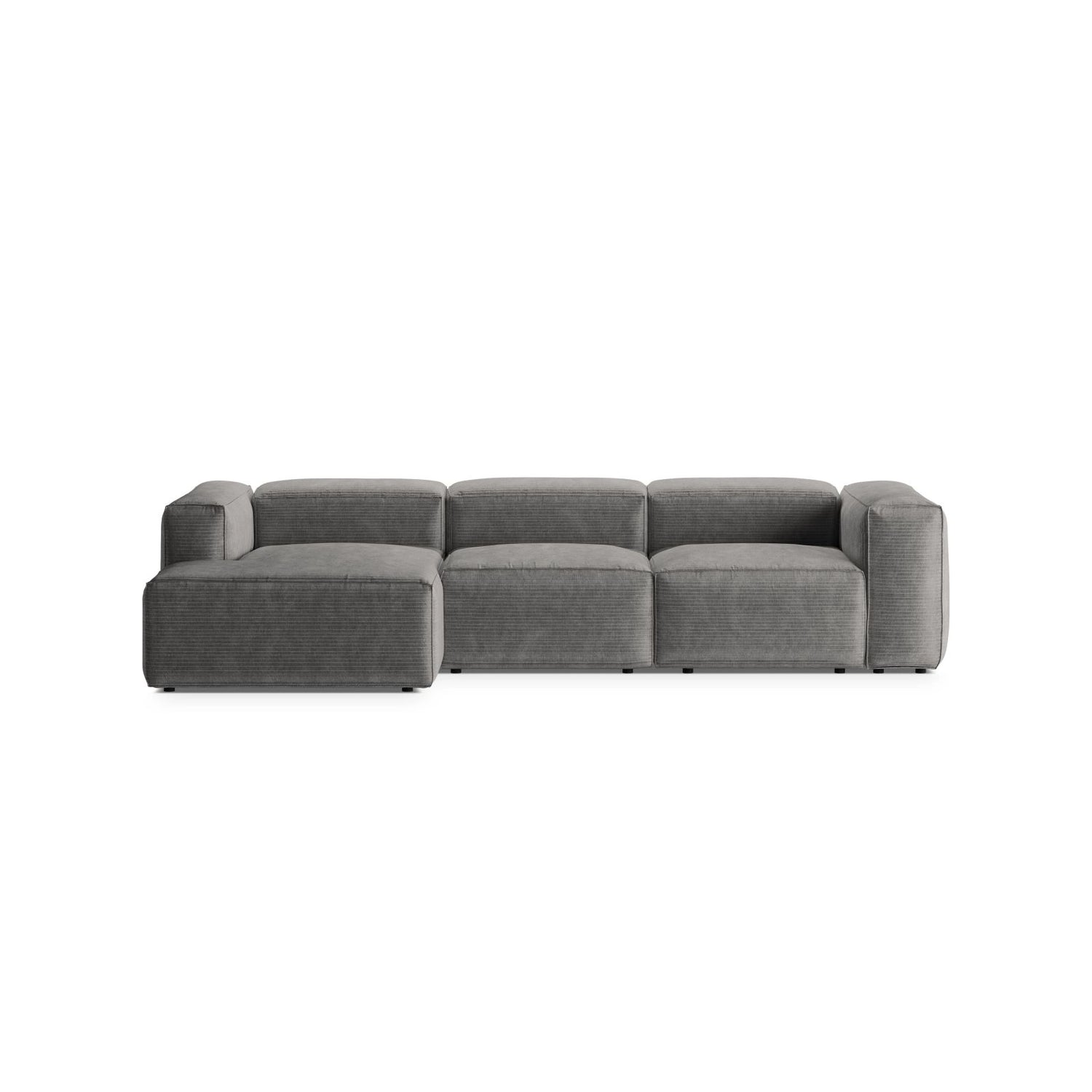 Bergamo 3-Sitzer Ecksofa, Linke Seite, aus Cord in Hellgrau (Perla 30), 304x152x70 cm von Cosmopolitan Design – Bild 1