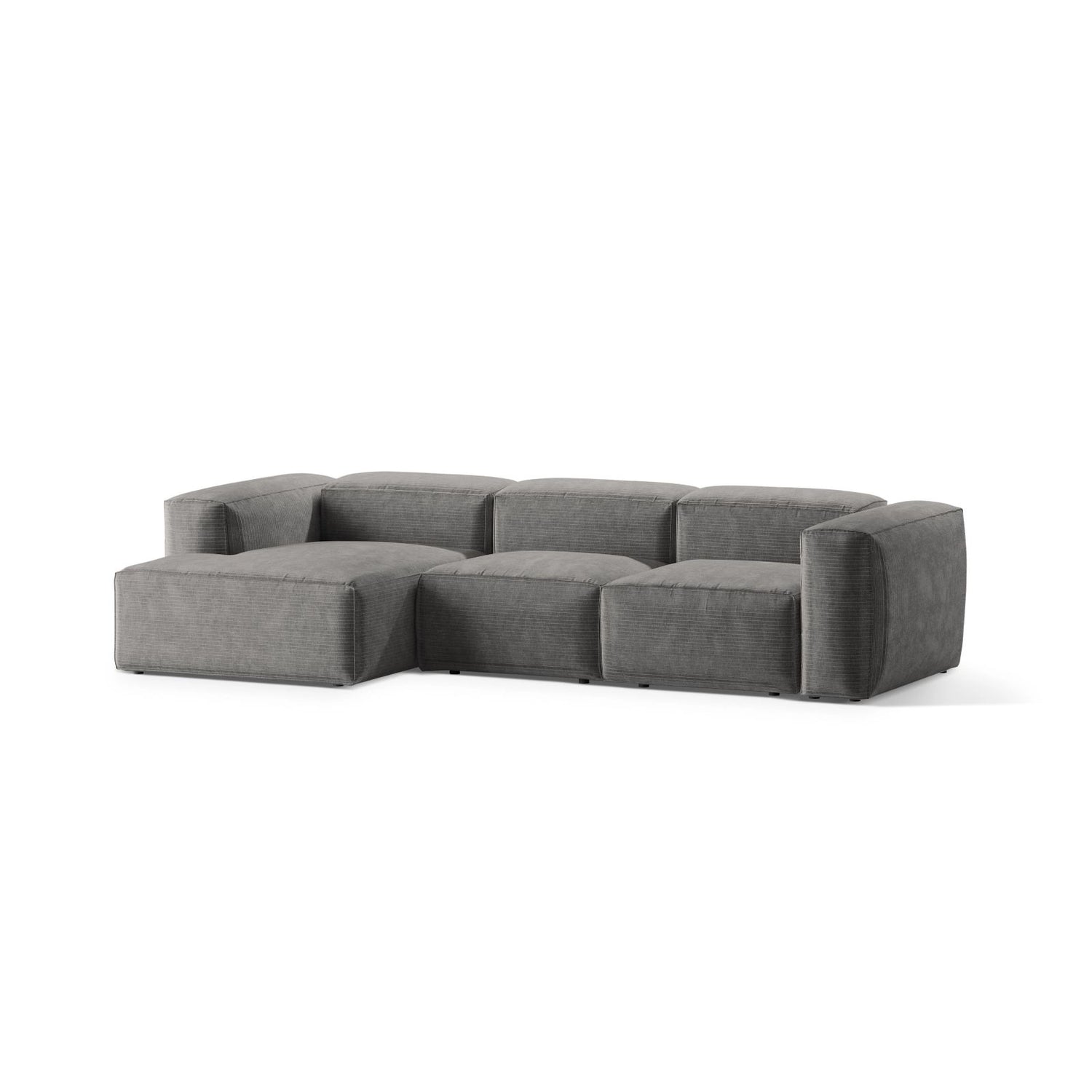 Bergamo 3-Sitzer Ecksofa, Linke Seite, aus Cord in Hellgrau (Perla 30), 304x152x70 cm von Cosmopolitan Design – Bild 4