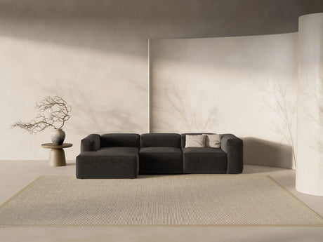 Bergamo 3-Sitzer Ecksofa, Linke Seite, aus Strukturierter Stoff in Schwarz (Liberty 22), 304x152x70 cm von Cosmopolitan Design – Bild 2