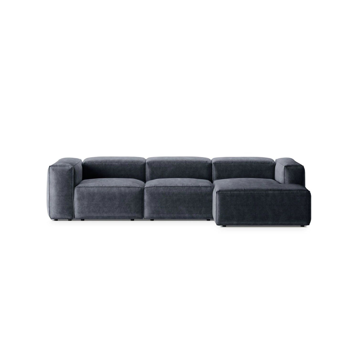 Bergamo 3-Sitzer Ecksofa, Rechte Seite, aus Cord in Gedämpftes Blau (Perla 45), 304x152x70 cm von Cosmopolitan Design – Bild 1