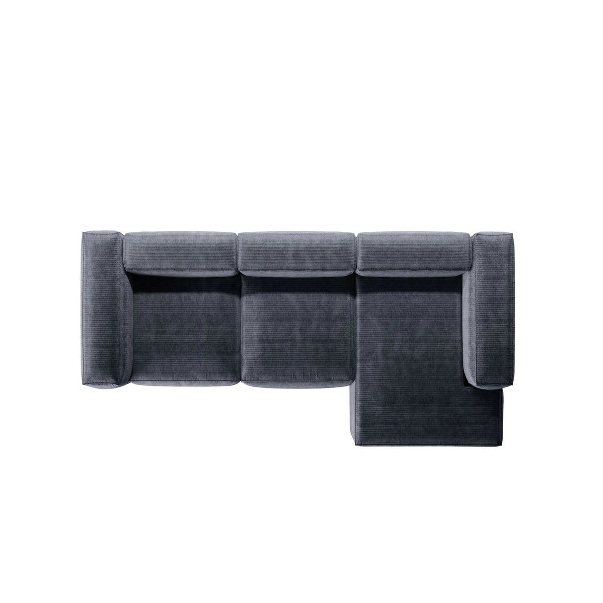Bergamo 3-Sitzer Ecksofa, Rechte Seite, aus Cord in Gedämpftes Blau (Perla 45), 304x152x70 cm von Cosmopolitan Design – Bild 6