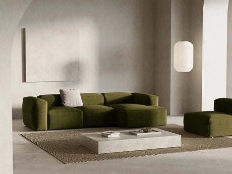 Bergamo 3-Sitzer Ecksofa, Rechte Seite, aus Cord in Grün (Perla 60), 304x152x70 cm von Cosmopolitan Design – Bild 2