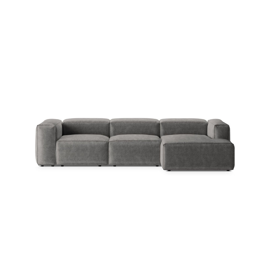 Bergamo 3-Sitzer Ecksofa, Rechte Seite, aus Cord in Hellgrau (Perla 30), 304x152x70 cm von Cosmopolitan Design – Bild 1