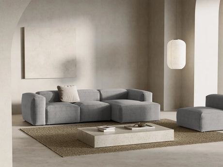 Bergamo 3-Sitzer Ecksofa, Rechte Seite, aus Cord in Hellgrau (Perla 30), 304x152x70 cm von Cosmopolitan Design – Bild 2