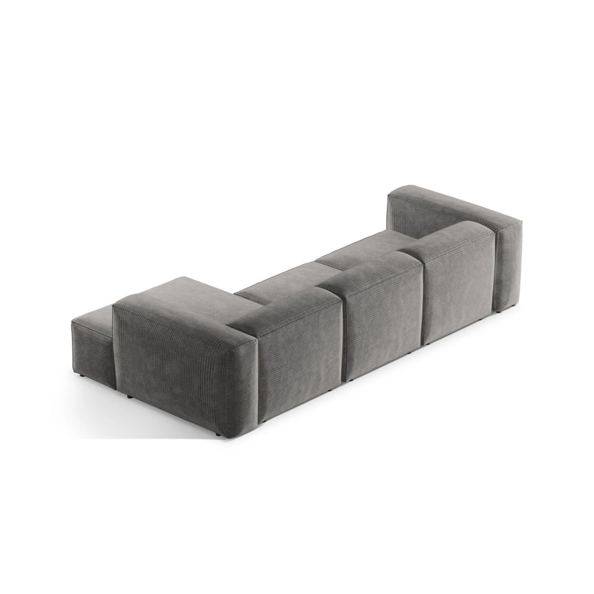 Bergamo 3-Sitzer Ecksofa, Rechte Seite, aus Cord in Hellgrau (Perla 30), 304x152x70 cm von Cosmopolitan Design – Bild 5