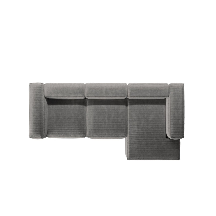Bergamo 3-Sitzer Ecksofa, Rechte Seite, aus Cord in Hellgrau (Perla 30), 304x152x70 cm von Cosmopolitan Design – Bild 6