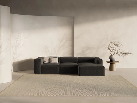 Bergamo 3-Sitzer Ecksofa, Rechte Seite, aus Strukturierter Stoff in Schwarz (Liberty 22), 304x152x70 cm von Cosmopolitan Design – Bild 2
