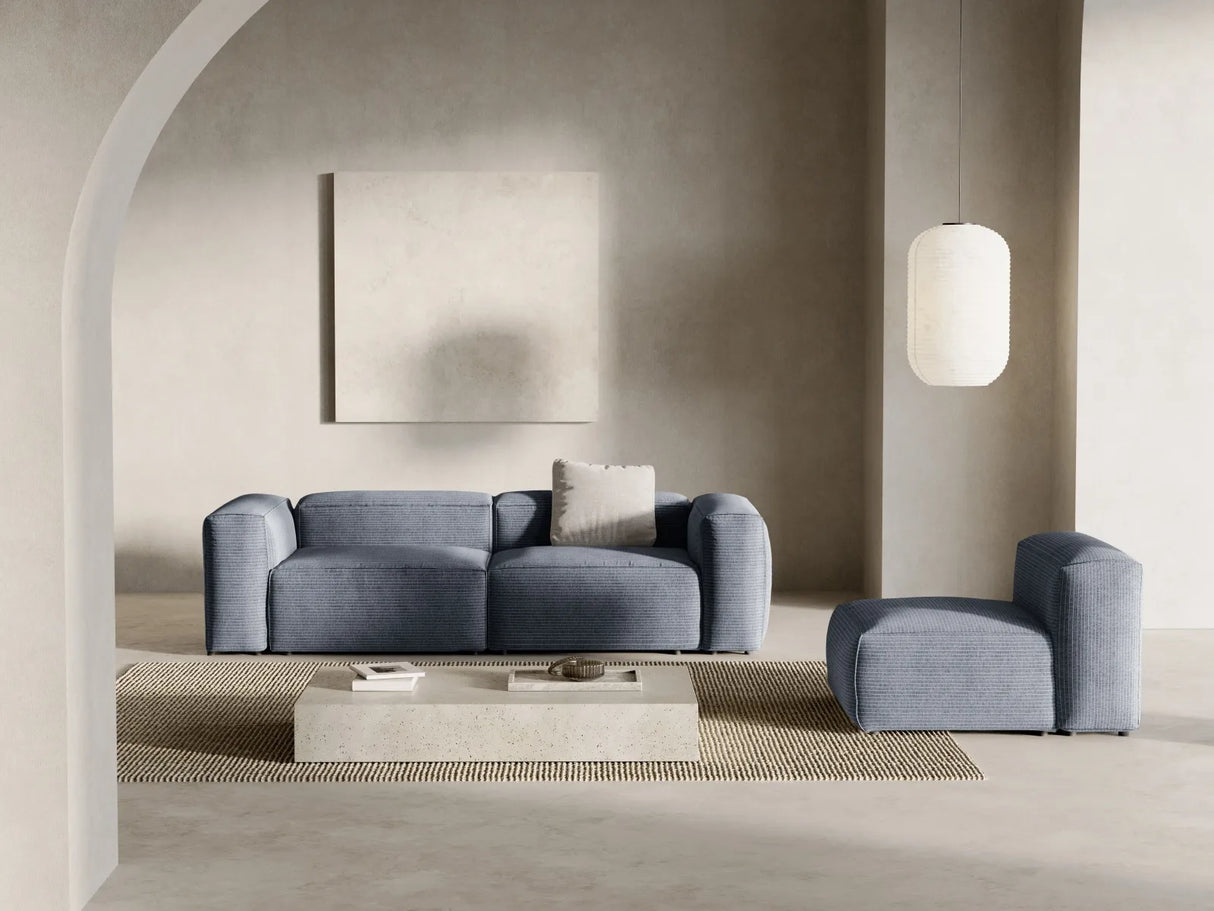 Bergamo 3-Sitzer Sofa aus Cord in Gedämpftes Blau (Perla 45), 264x108x70 cm von Cosmopolitan Design – Bild 2